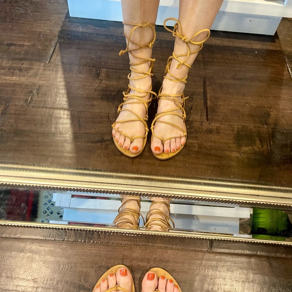 Zara Tan Lace-Up Gladiator Sandals
